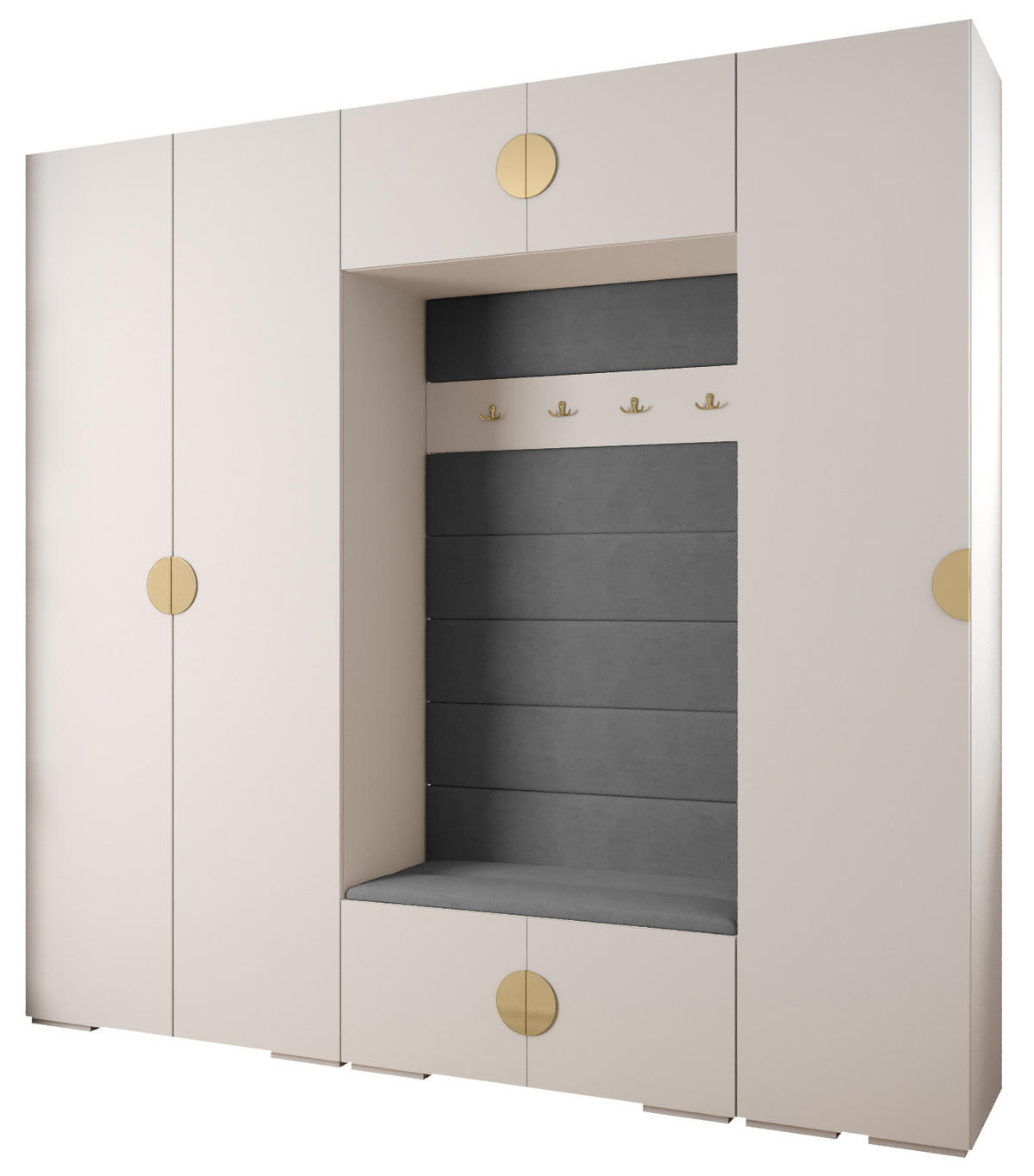 GARDEROBEN-SET 236,7/250/47 - Goldfarben/Schwarz, Holz/Kunststoff (250/236.7/47cm) - Abiks Möbel