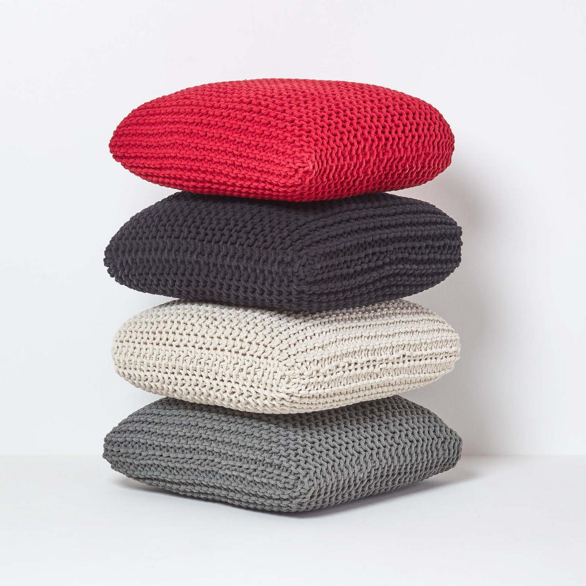 STRICK-POUF grau, Bodenkissen 70/70/20 cm - Grau, Textil (70/20/70cm) - Homescapes