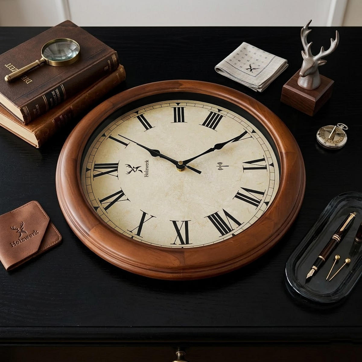WANDUHR Holz Designer VELBURG (FUNK) Loft Wand Uhr, braun - Braun, Glas/Holz (35/35/5.5cm) - Holzwerk