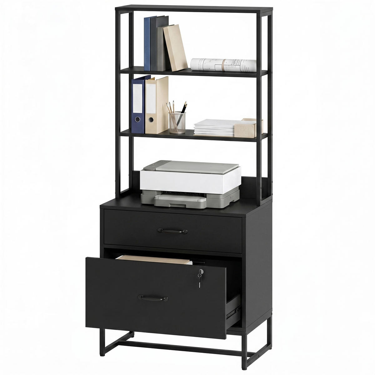 AKTENSCHRANK Schwarz 70.0/40.0/157.0cm - Schwarz, Holzwerkstoff (40/157/70cm)