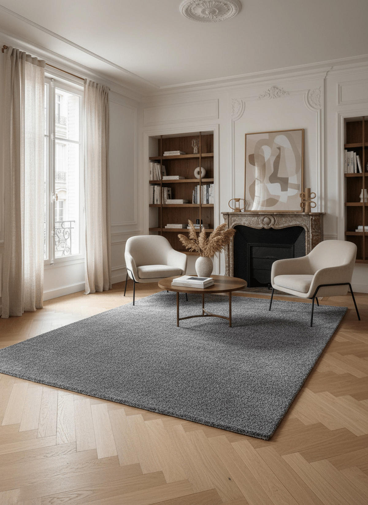 TEPPICH, Einfarbiger, maschinenwaschbarer Anthrazitgrau - Grau, Textil (80/150cm) - AFK Living