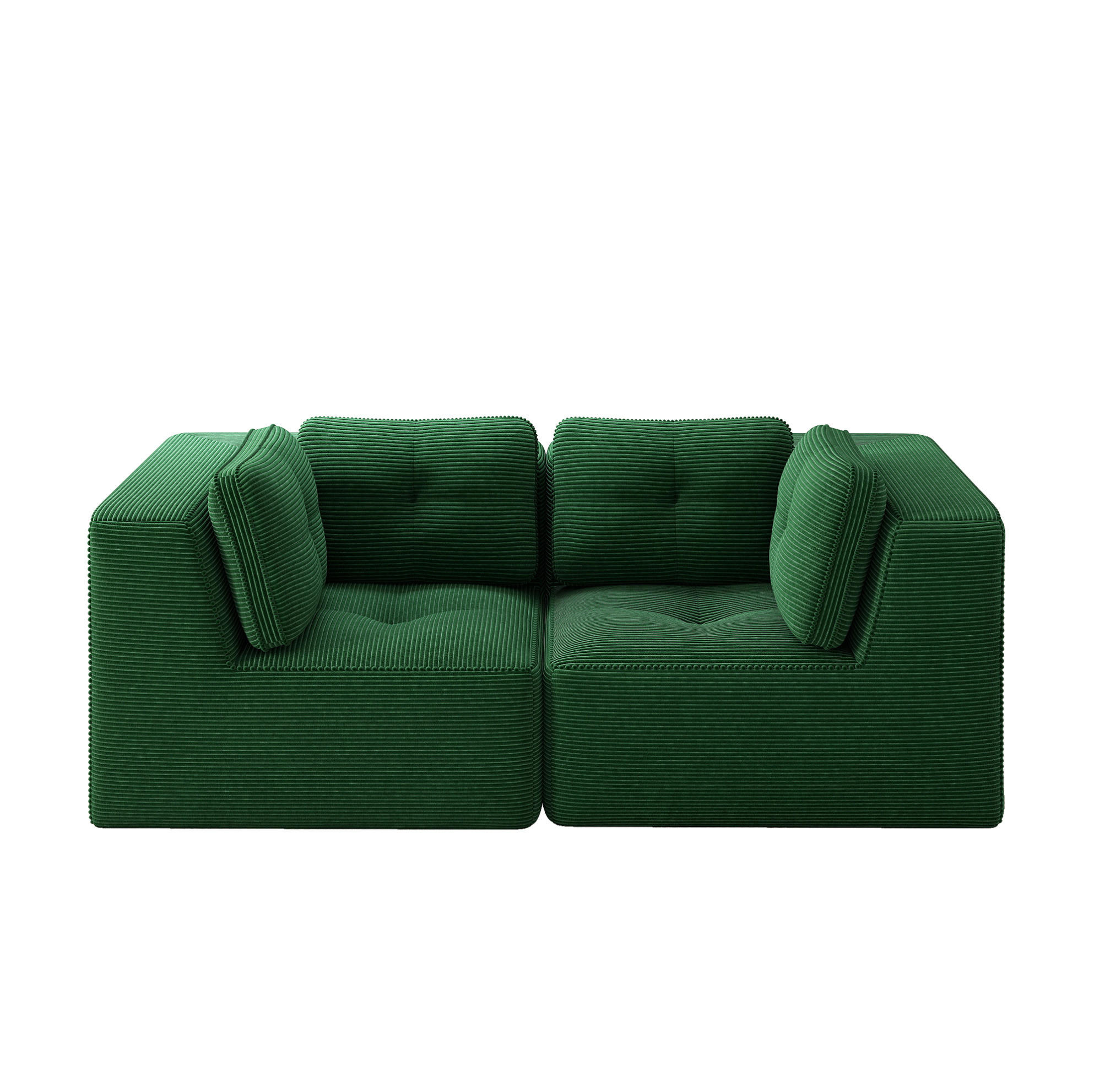 ECKSOFA 208/104/69 cm grün aus Cord mit modularem Design und weichem Sitzkomfort - Grün, Textil (104/208cm) - OKWISH