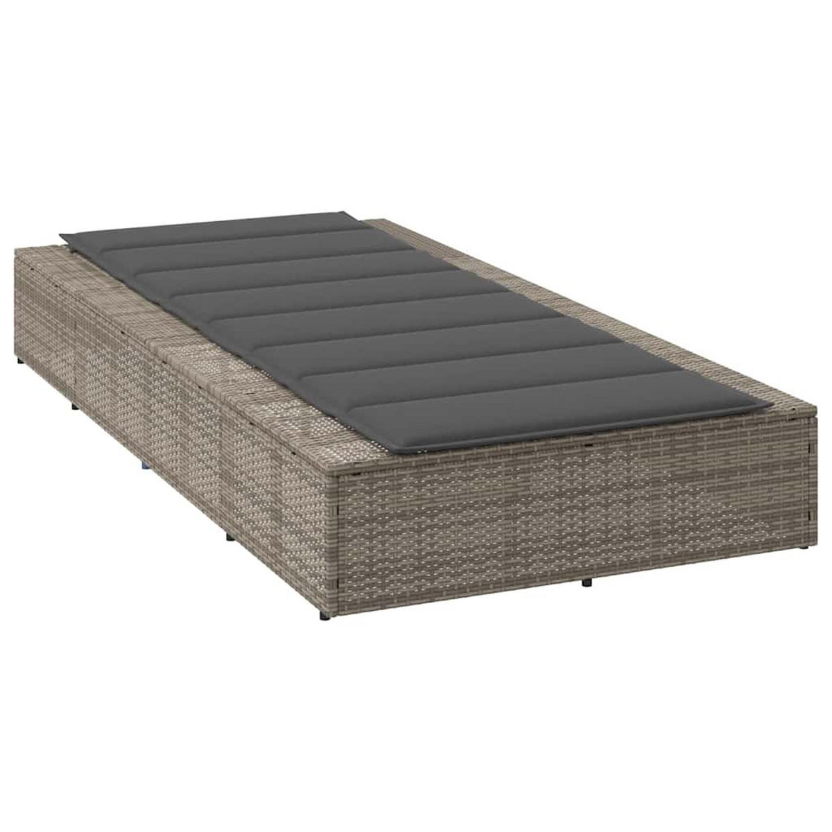 SONNENLIEGE Mit Schwebender Auflage Grau Poly Rattan - Grau, Kunststoff (210/79/100cm) - vidaXL