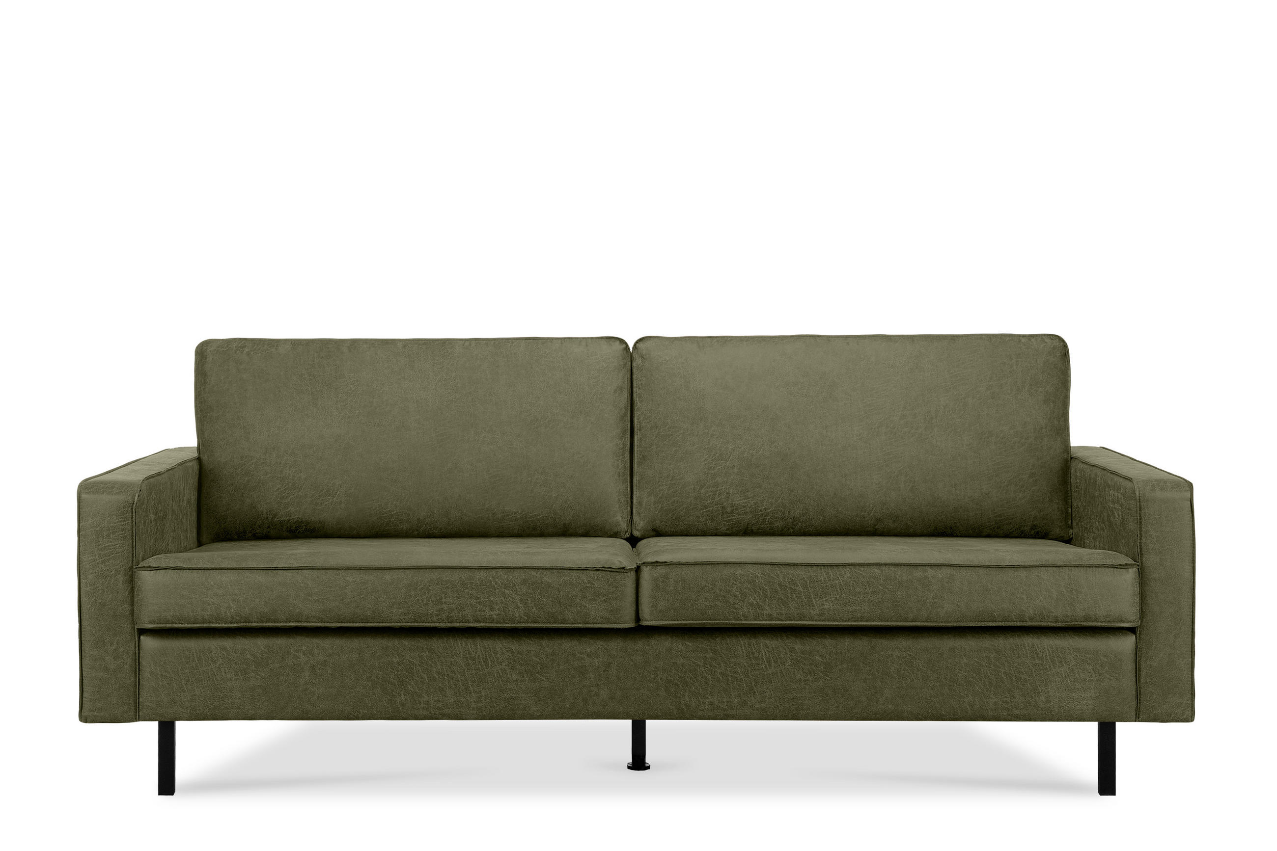 3-SITZER-SOFA INVIA Klassische-Stil mit Armlehnen, Lederoptik-Stoff, grün - Schwarz/Grün, Textil (209/87/98cm) - KONSIMO®