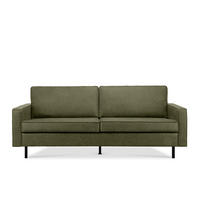 3-SITZER-SOFA INVIA Klassische-Stil mit Armlehnen, Lederoptik-Stoff, grün - Schwarz/Grün, Textil (209/87/98cm) - KONSIMO®