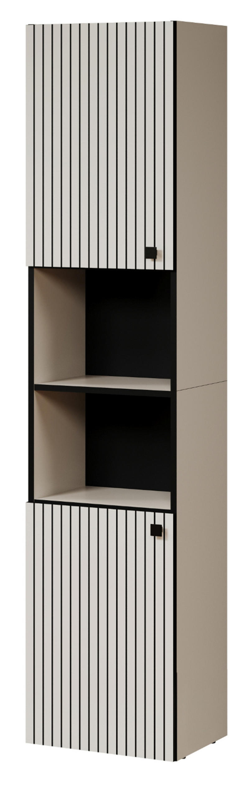 Top.Furn Hochschrank Kaschmir, Grau, Schwarz 40x186x31 cm