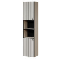 HOCHSCHRANK Kaschmir, grau 40 x 186 cm, Badschrank 2-türig - Kaschmir/Schwarz, Holzwerkstoff/Metall (40/186/31cm) - Top.Furn