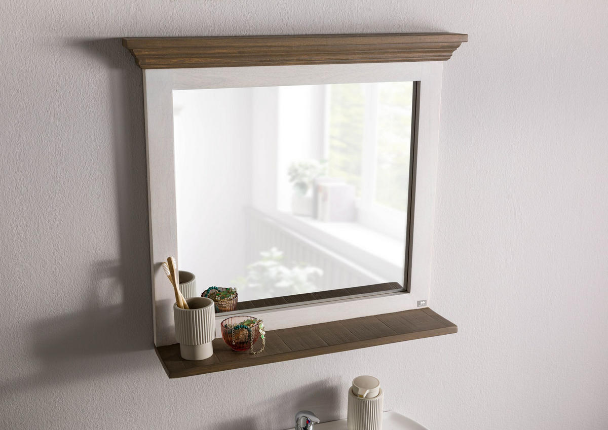 SPIEGEL Mango 70x15x63 weiß lackiert TOULOUSE #134 - Weiß, Holz (70/63/15cm) - Massivmoebel24