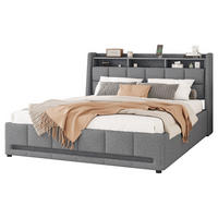 POLSTERBETT 140/200 cm Grau aus Leinen mit Schubladen - Grau, Textil (140/200cm) - OKMYHOME