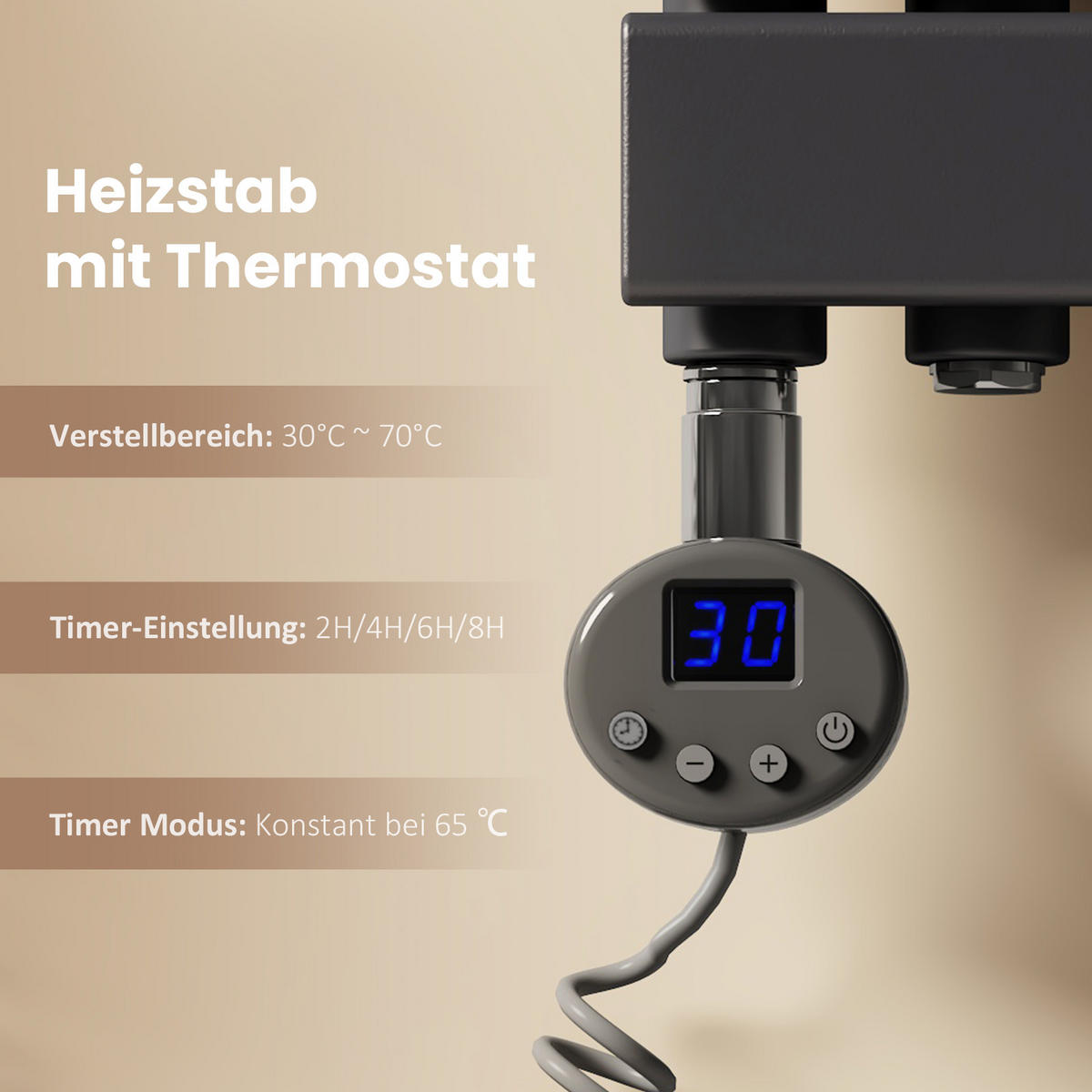 HEIZKÖRPER Elektrisch WLAN Thermostat Anthrazit 132/60 cm - Anthrazit, Metall (60/132/5.9cm) - EMKE