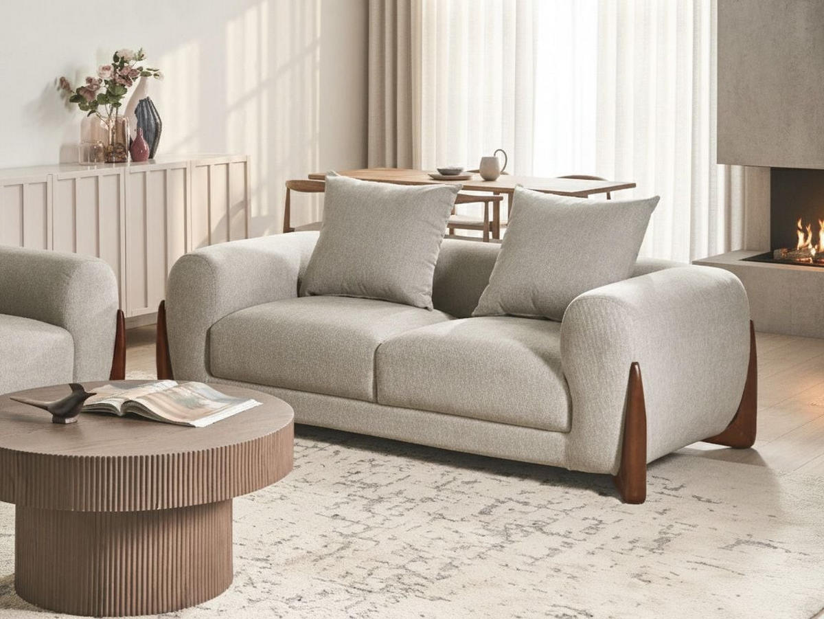 2-SITZER-SOFA Taupe Vinliden - Taupe, Textil (180/62/87cm) - Beliani