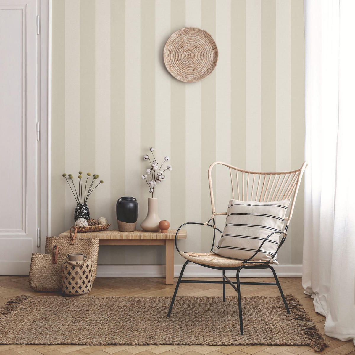 TAPETE Streifen 53 cm x 10.05 m - Beige, Papier (53/1000cm) - Sanders & Sanders