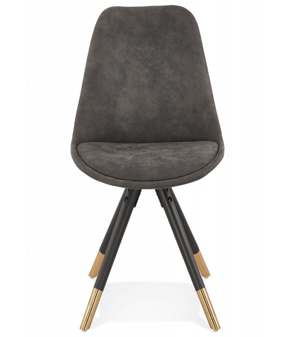 STUHL Holzgestell mit Goldakzenten Mikrofaserbezug gepolstert, Anthrazit 48x56x83 cm - Anthrazit/Schwarz, Holz/Buchenholz (48/83/56cm) - KADIMA DESIGN