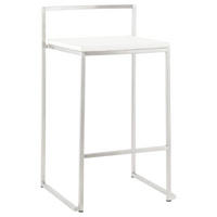 BARHOCKER Kunstleder Stahlrahmen Sitzhöhe 65cm Industrial LEXARIX MINI, Weiß 44x41x76,5 cm - Silberfarben/Weiß, Kunststoff/Textil (43/77/41cm) - KADIMA DESIGN