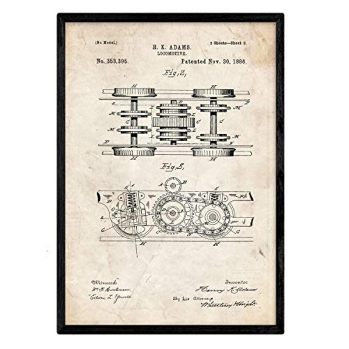 POSTER Lokomotive Patent A3 Rahmenlos - Klar, Papier (29.7/5/42cm) - Nacnic