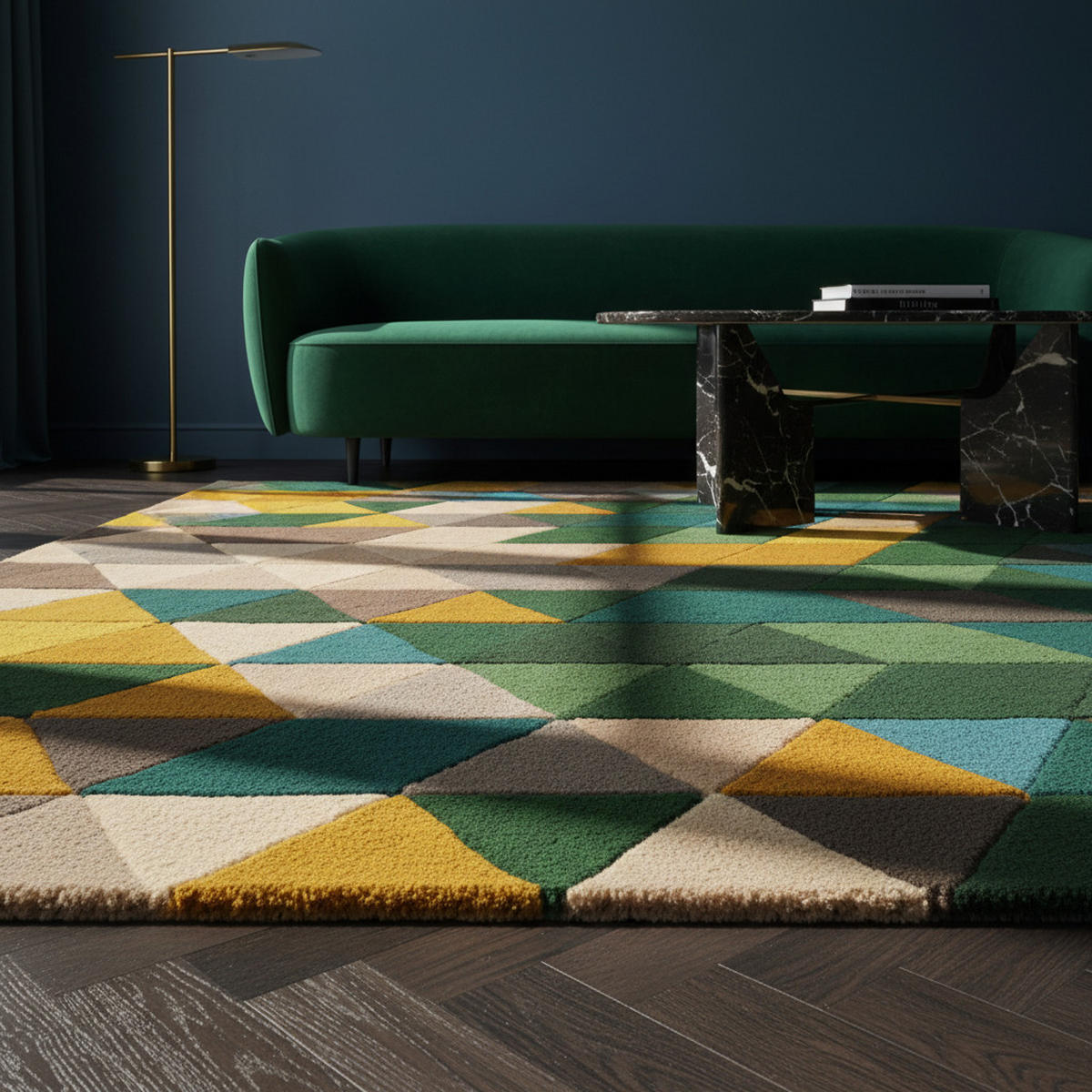 WOLLTEPPICH handgetuftet geometrisch DERWENT HAZEL, Grün-Multi 200x290 cm - Grün, Textil (200/290cm) - KADIMA DESIGN