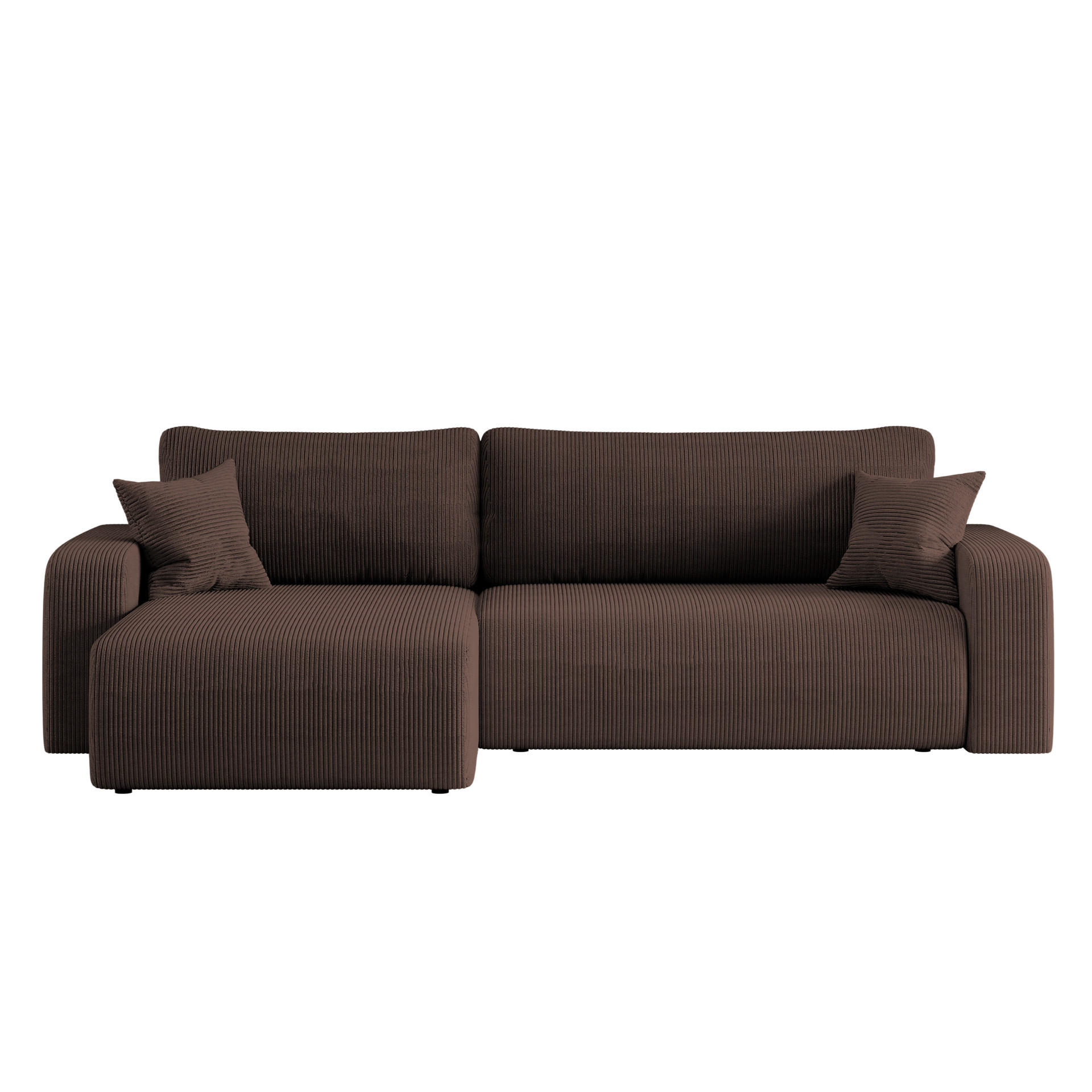 SCHLAFSOFA MILANO XL und bettkasten stoff Poso Dicker Cord Braun Links - Braun, Holz (274/82/145cm) - Kaiser Möbel