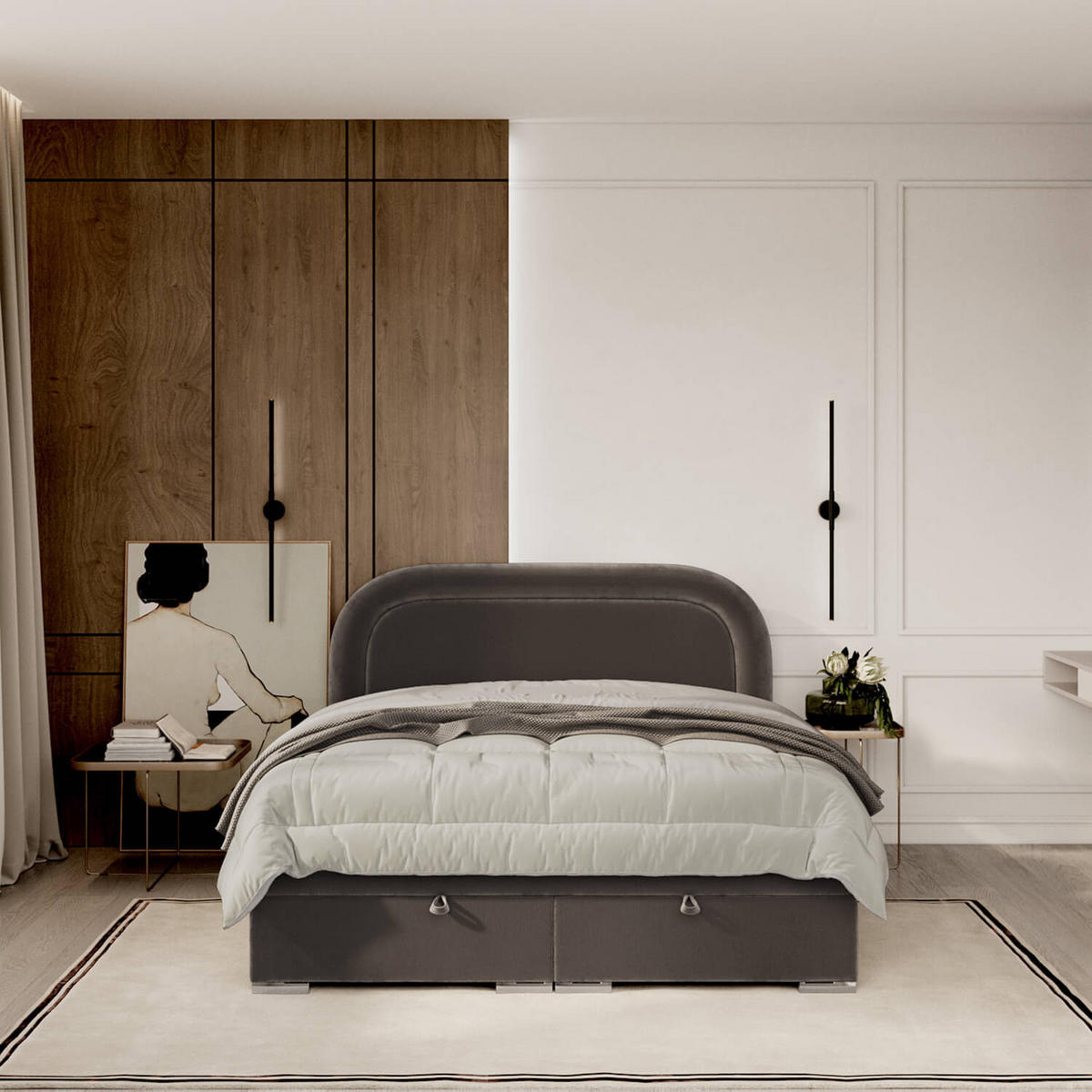 POLSTERBETT Harmony mit Stauraum 120/200 cm Braun im Lotta Stoff - Chromfarben/Braun, Holz/Holzwerkstoff (120/200cm) - AltaBeds