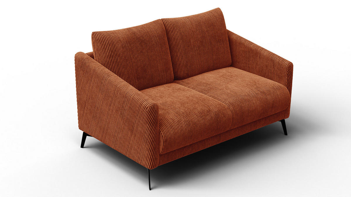 SOFA VILT 2-Sitzer, orange - Schwarz/Orange, Holzwerkstoff/Textil (142/89/94cm) - Courtois Laville