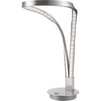 LED TISCHLEUCHTE UNA Nickel Matt Silber - Silberfarben, Kunststoff (20/25/36cm) - Globo Lighting