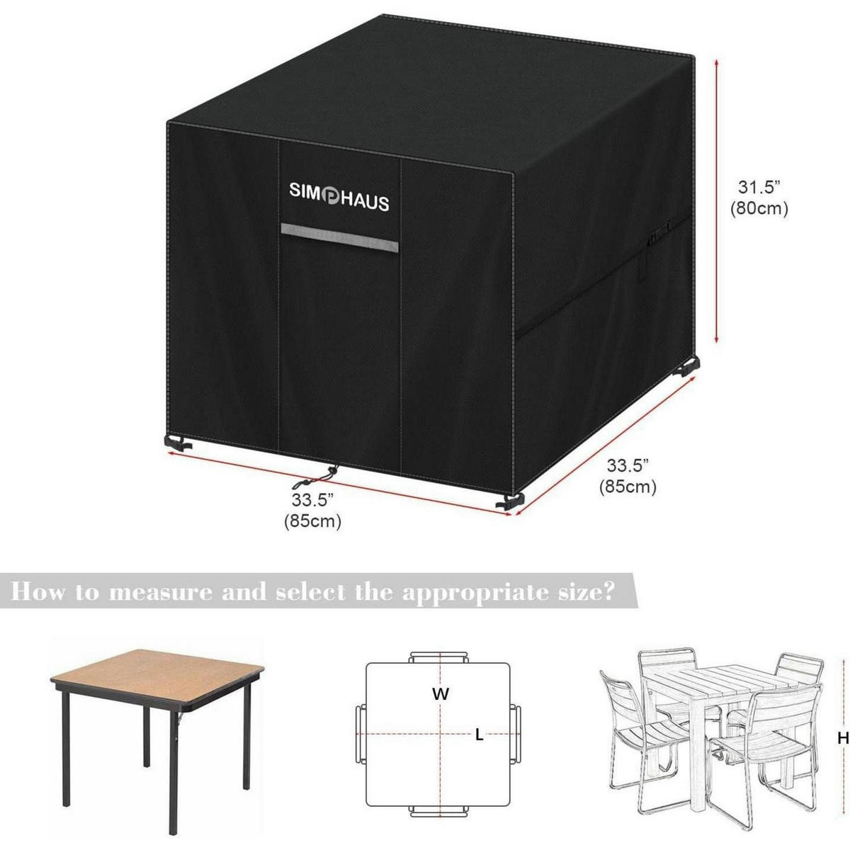GARTENMÖBEL Abdeckung 85 x 85 x 80 cm Schwarz - Schwarz, Textil (1/1/1cm)