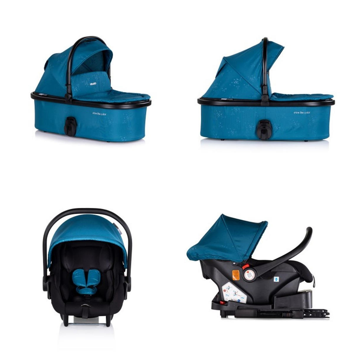 KOMBIKINDERWAGEN Marbella 3 in 1 blau Fußabdeckung Einlage i-Size Babyschale - Blau, Metall (90/63/108cm) - Chipolino