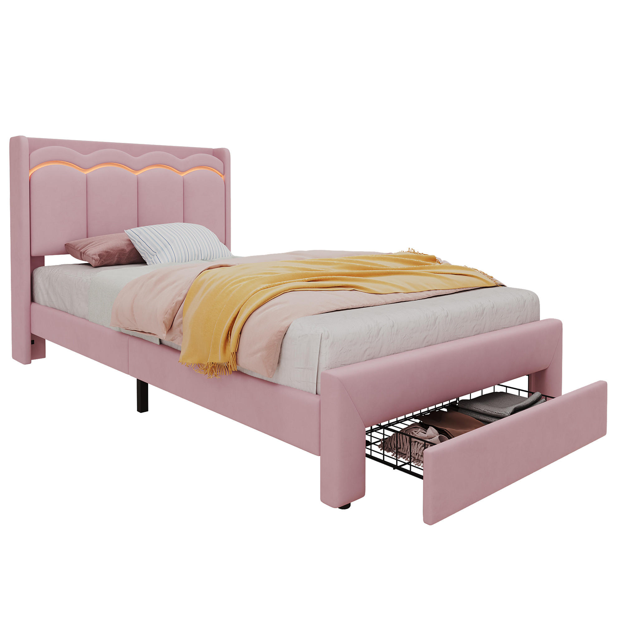 Modfu Kinder-Polsterbett Pink 90x200 cm