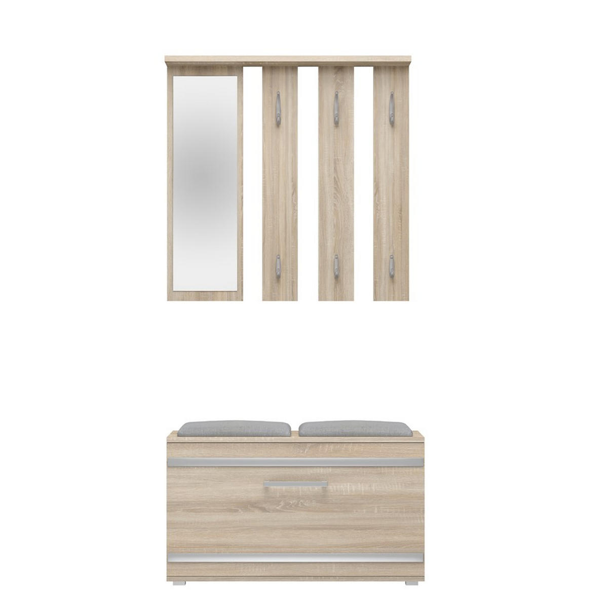 GARDEROBE set de mobilier pentru hol cu oglindă Sonoma 85/180/35 - stejar Sonoma, compozit lemnos (85/180/35cm) - RAUMHIRSCH FURNITURE