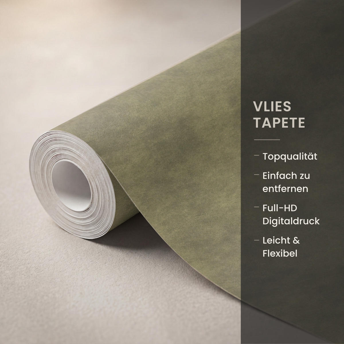 TAPETE - Textur - Abstrakt - Grün - 100x260 cm - Olivgrün, Papier (100/260cm) - OnlyWow