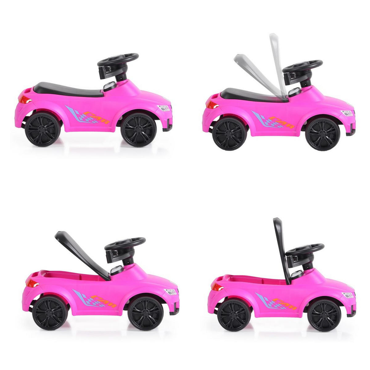 RUTSCHER Victory 2 in 1 pink Rutscher mit Griff Lehne Fußstütze Musikfunktion - Rosa, Kunststoff (87/66/41cm) - Moni