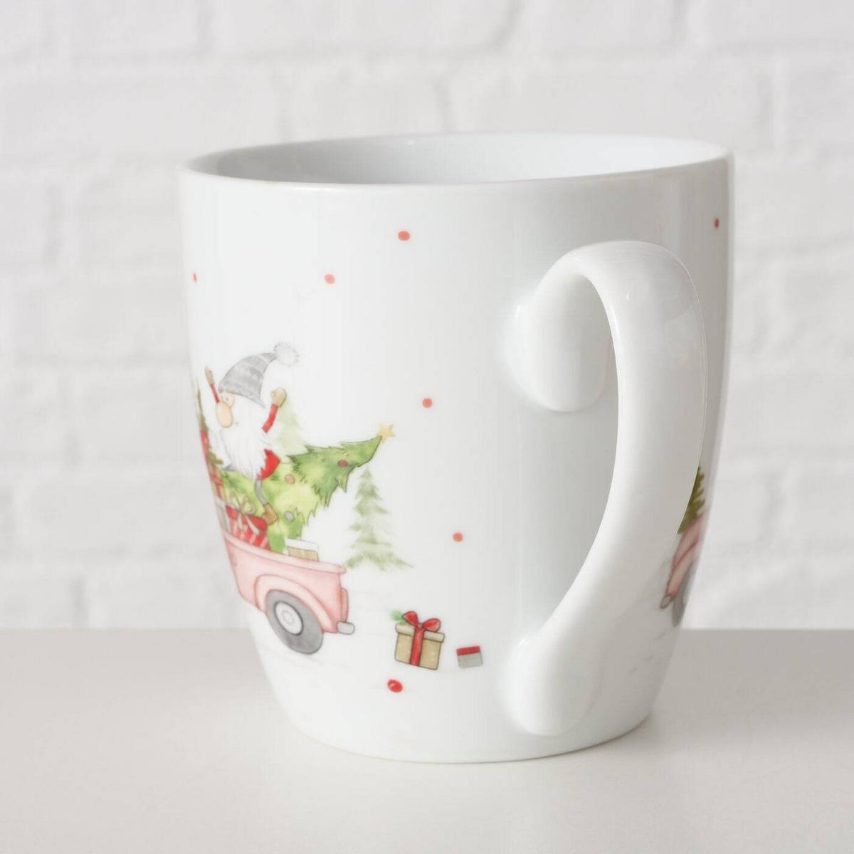 BECHER Carrie 480 ml Weihnachtsmotiv - Weiß, Keramik (480L) - Boltze Home
