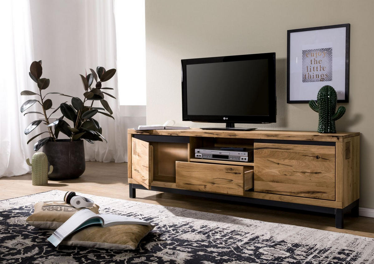 TV-BOARD Wildeiche 170x40x56 natur geölt VILLANDERS #113 - Naturfarben, Holz (170/56/40cm) - Massivmoebel24