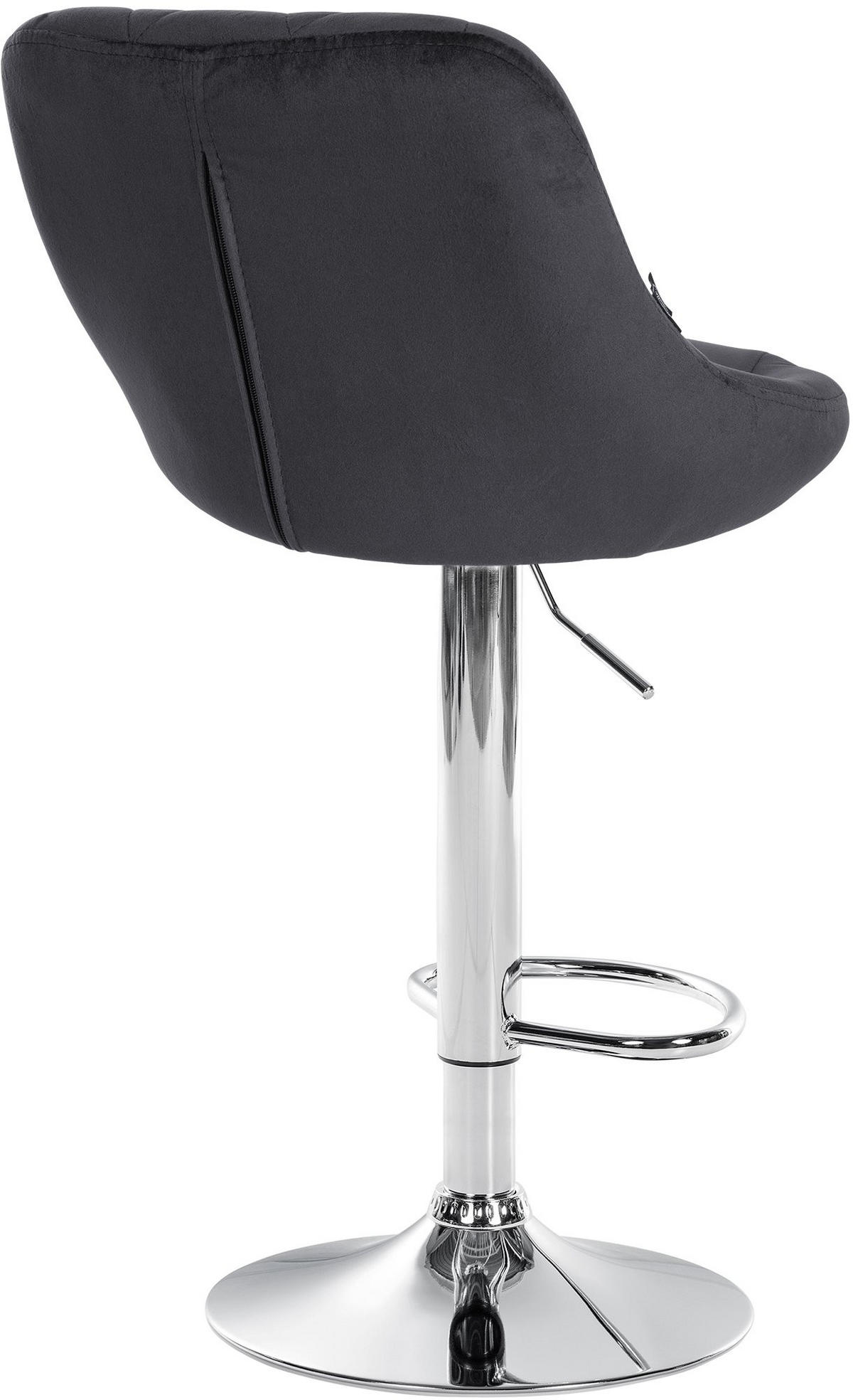BARHOCKER 2er Set Samt dunkelgrau - Chromfarben/Dunkelgrau, Textil/Metall (46/83/49cm) - CLP
