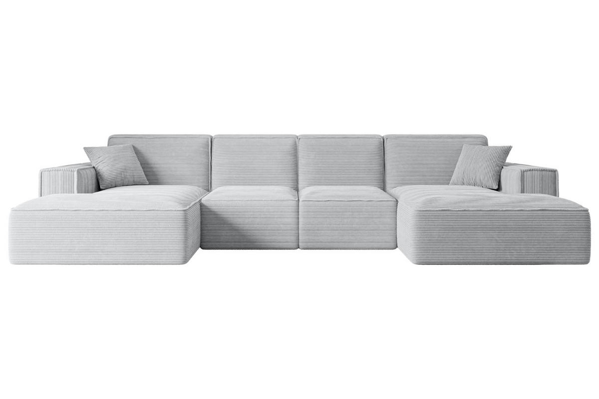 WOHNLANDSCHAFT SIERRA-U - 344x165x73 cm Grau Cord - Schwarz/Grau, Holzwerkstoff/Kunststoff (344/73/165cm) - ALTDECOR