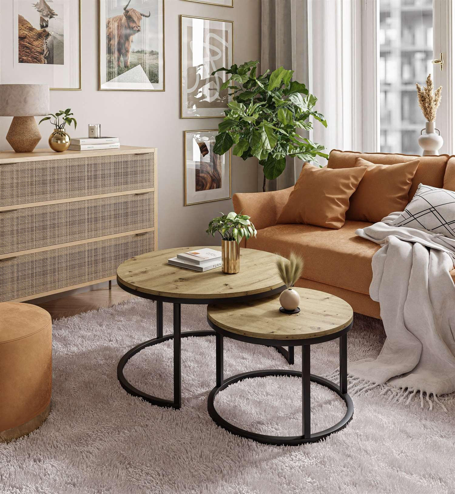 COUCHTISCH CIRI 2-in-1 Eichenholz ArtisanWotn - Schwarz, Holzwerkstoff (70/70/48cm) - Lookway
