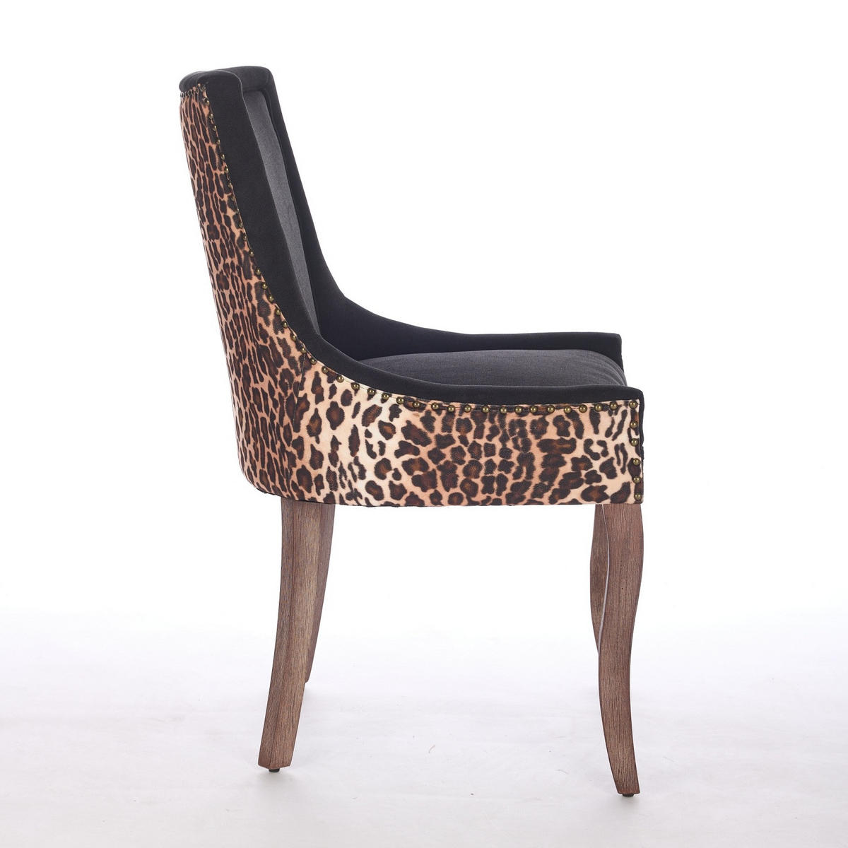 ESSZIMMERSTUHL 2er-Set mit hoher Rückenlehne Chenille Leopard - Schwarz, Holz (55/92.5/61cm) - Meubliv