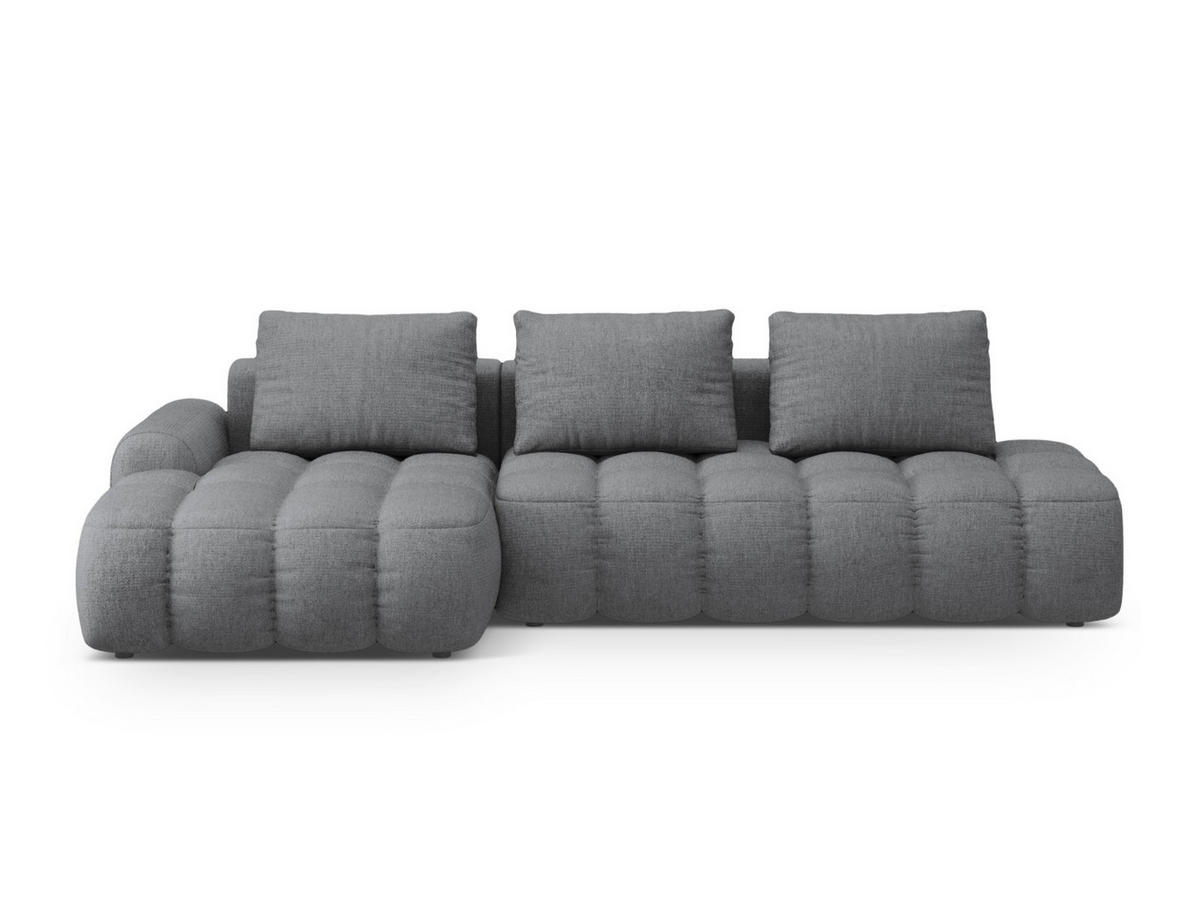 AUSKLAPPBARES-ECKSOFA links mit Container Linz aus strukturiertem Stoff grau 3 Sitzplätze - Grau, Textil (142/275cm) - Cosmopolitan Design