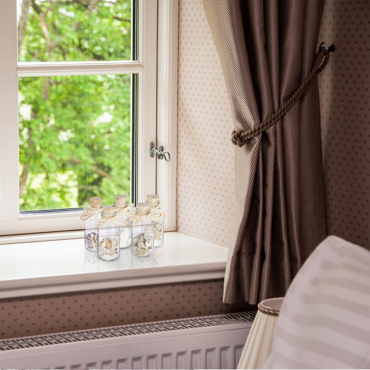 3XMUŠĽOVÝ dekór - viacfarebná, prírodné materiály/sklo (12cm) - Relaxdays