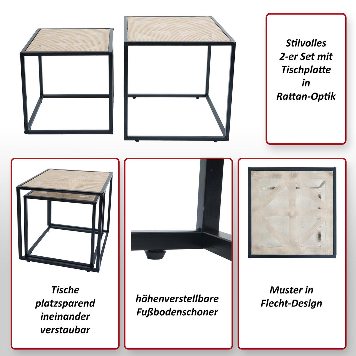 BEISTELLTISCH quadratisch Beige 2er-Set-Set - Beige, Kunststoff (44/44/45cm) - MCW