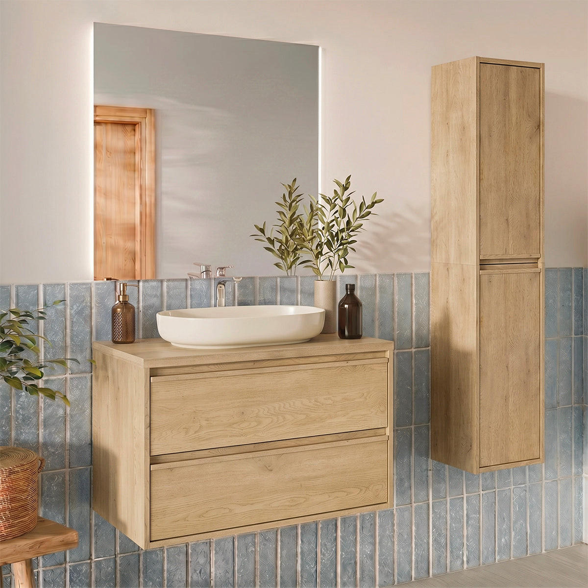 SKŘÍŇKA POD UMYVADLO 80cm Edmé Dřevo - hnědá, kompozitní dřevo (80/52.2/46cm) - Petits-meubles