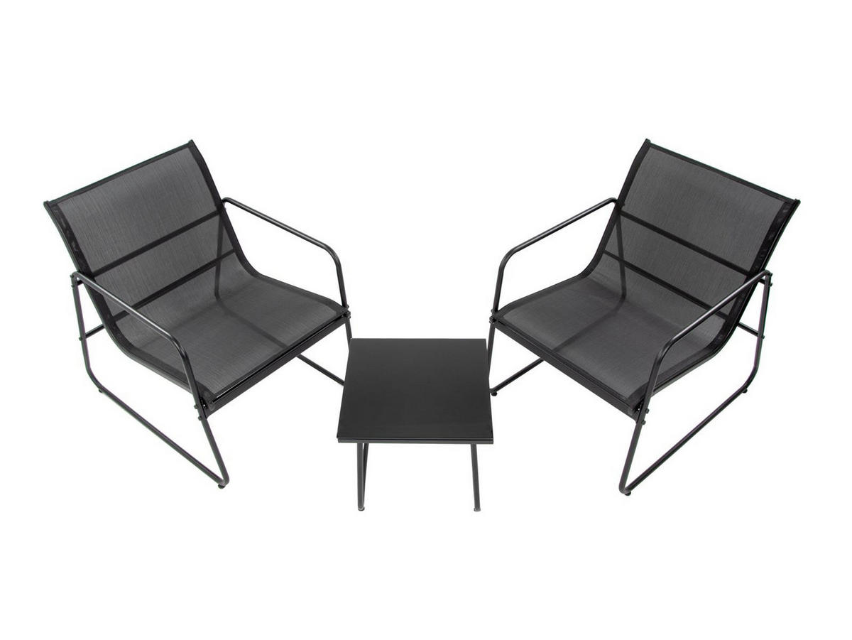 BALKONMÖBEL-SET Mali Schwarz Stahl für 2 Personen - Schwarz, Kunststoff - bellavista - Home & Garden