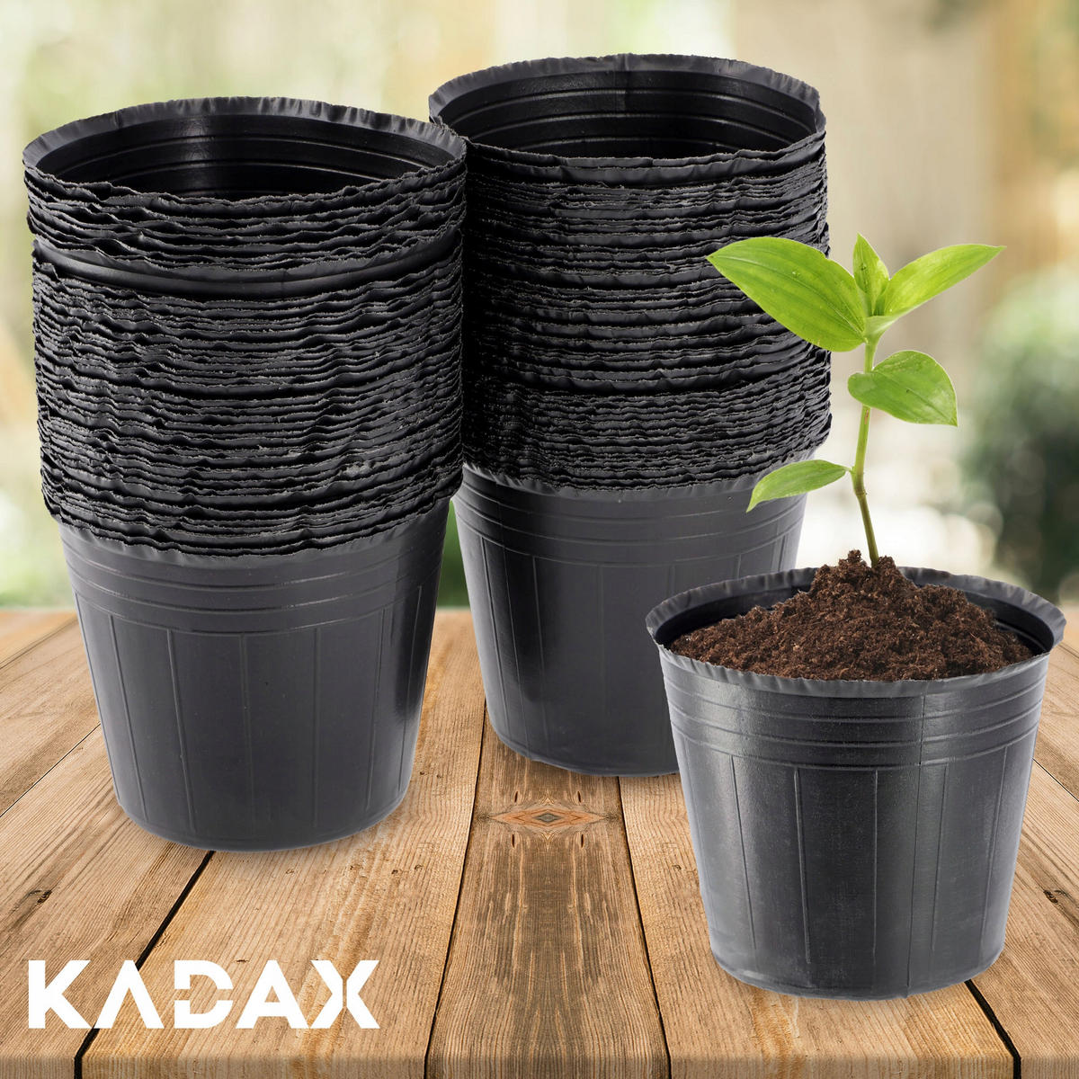 SAMENTOPF, rund, 9 cm, 100 Stück - Schwarz, Kunststoff - KADAX