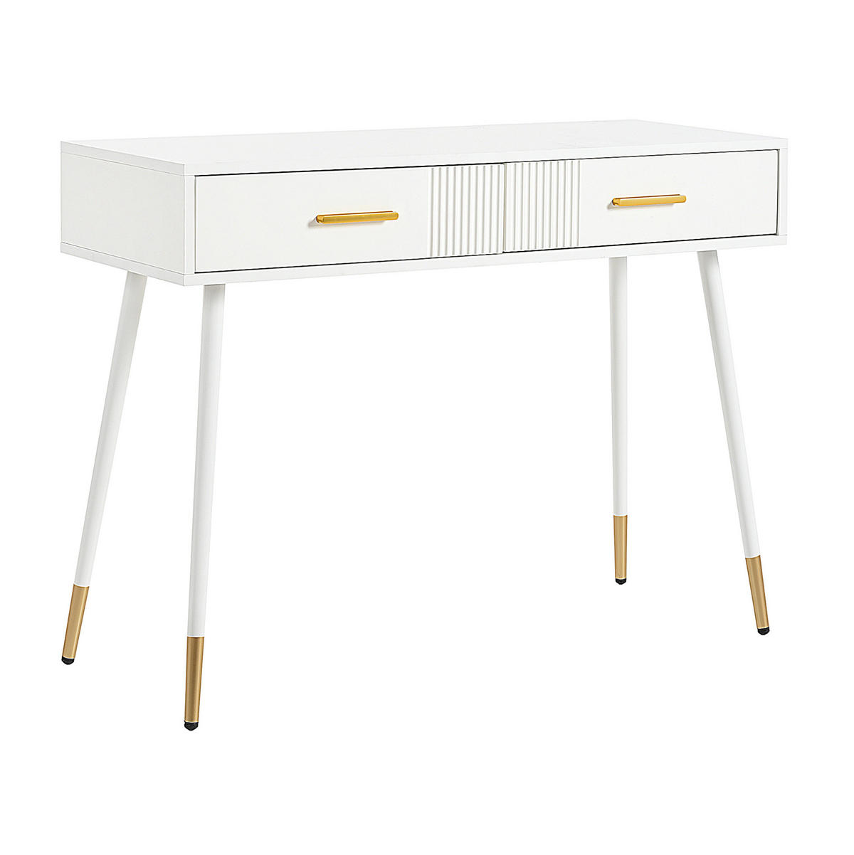 STOL za šminkanje, 100/40/76 cm, MDF bijeli, s 2 ladice - bijela, drvni materijal (40/76/100cm) - BEAOK