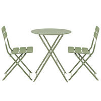 GARTENSET runder Tisch und 2 Stühle, Salbeigrün - Salbeigrün, Metall - Oviala