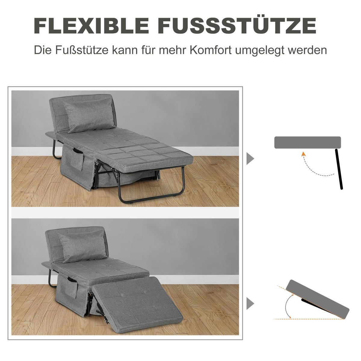 KLAPPBETT - Grau, Metall - HOMCOM