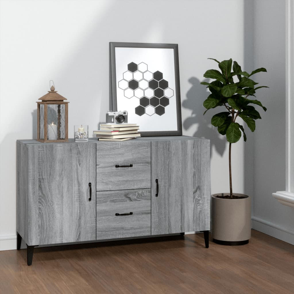 SIDEBOARD mit 2 Türen, 2 Schubladen 100/36/60 cm aus Holzwerkstoff Grau Sonoma Dekor - Silbereichenfarben, Holz (100/60/36cm) - vidaXL