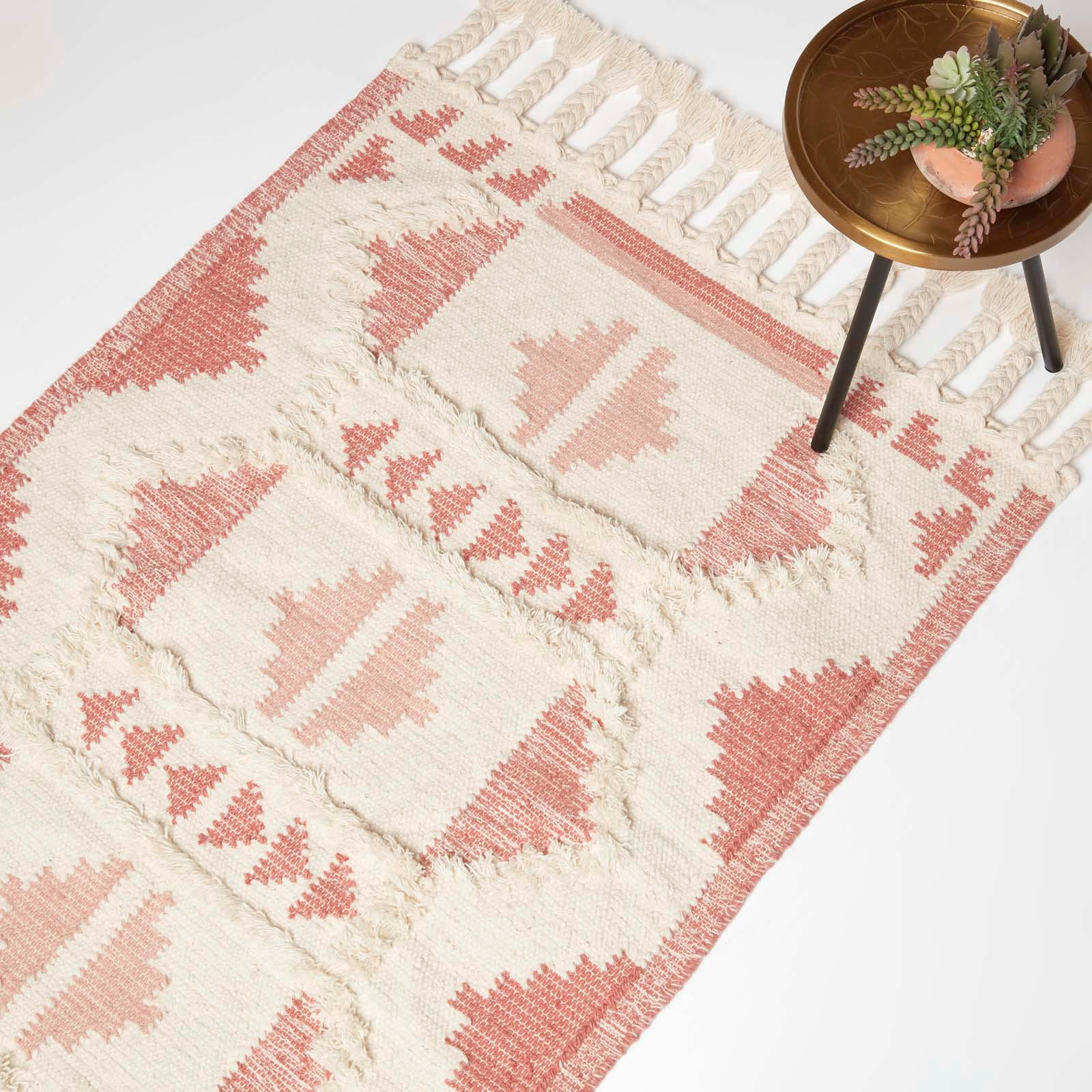KELIM-TEPPICH Satara handgewebt 90/150 cm - Rosa, Textil (90/150cm) - Homescapes