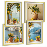 BILDER SET 4er Set - 50x50 cm & 40x60 cm Goldrahmen - Zitronenblumen aus der Küstenstadt - Goldfarben, Kunststoff (50/50cm) - TULUP