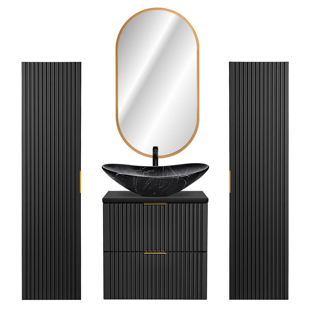 BADMÖBEL-SET 4-TLG. Adelaide-56 - Schwarz, Holzwerkstoff (160/200/47cm) - Lomado
