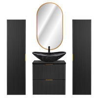 BADMÖBEL-SET 4-TLG. Adelaide-56 - Schwarz, Holzwerkstoff (160/200/47cm) - Lomado